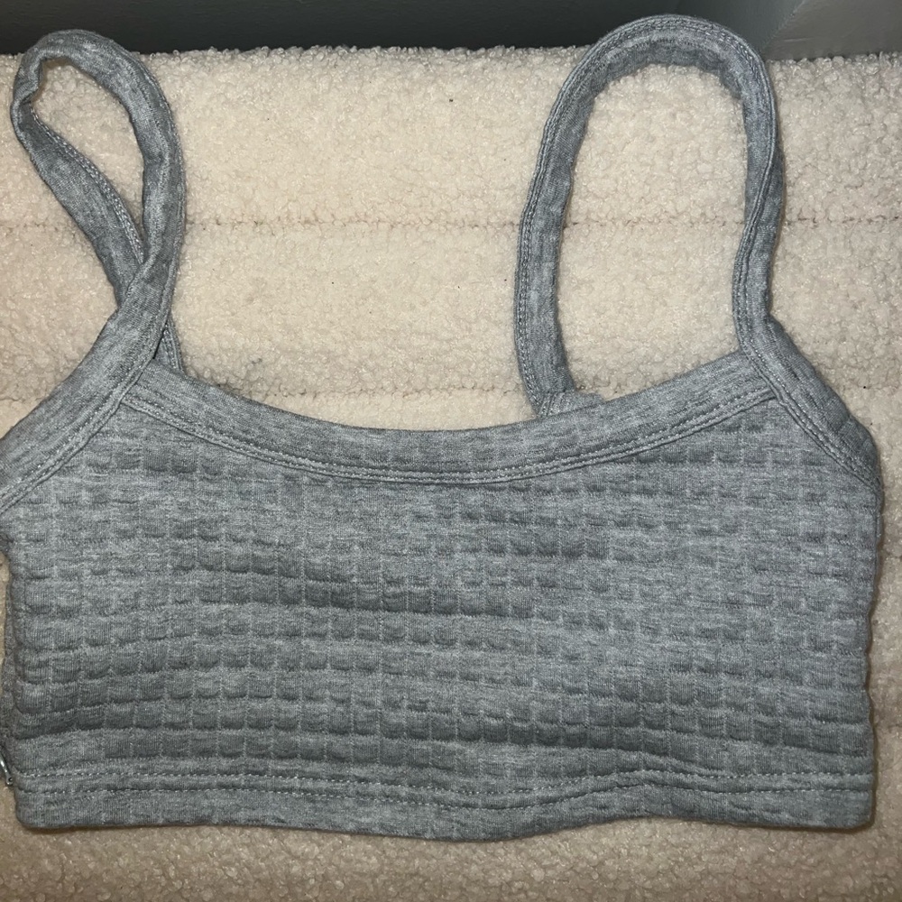 Gray Short cropped top with adjustable straps